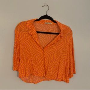 Pull&Bear Crop Button Up With Funky Pattern